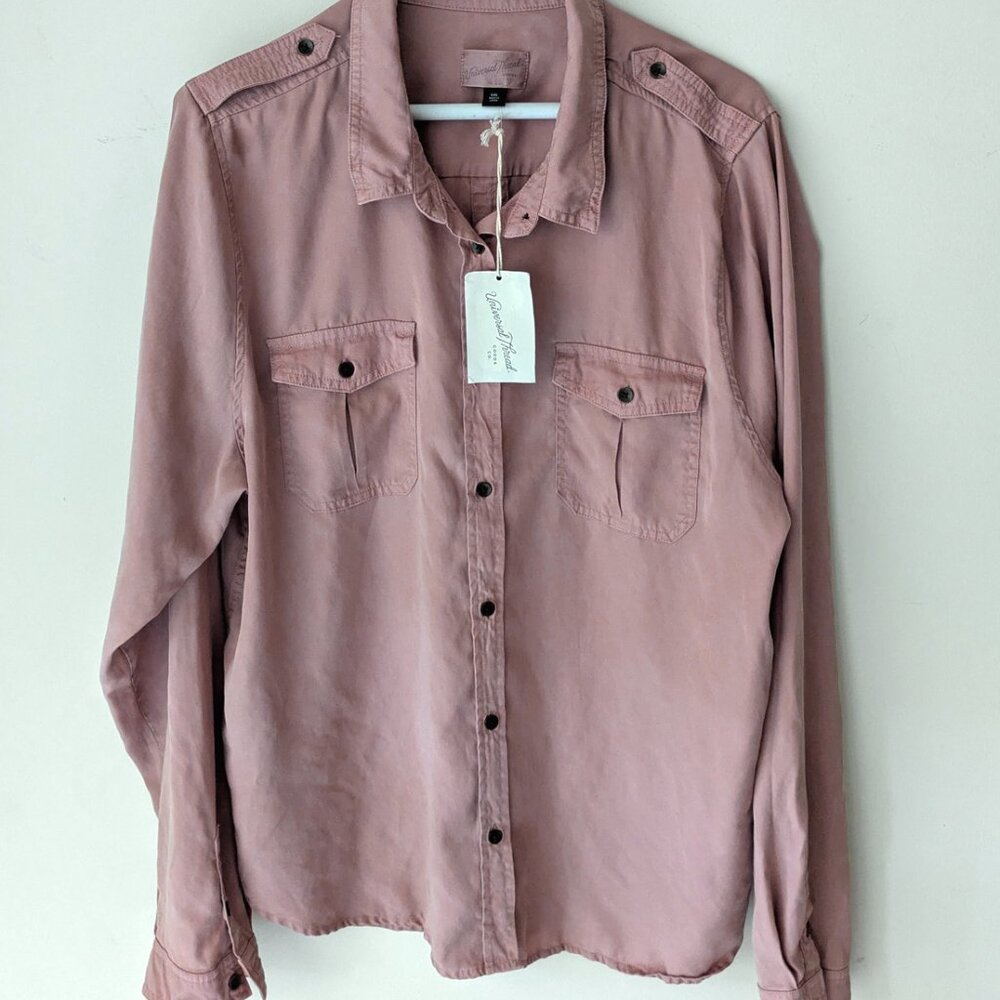 NWT Universal Thread Dusty Pink Cargo Button Down Oversize Boyfriend Shirt XXL